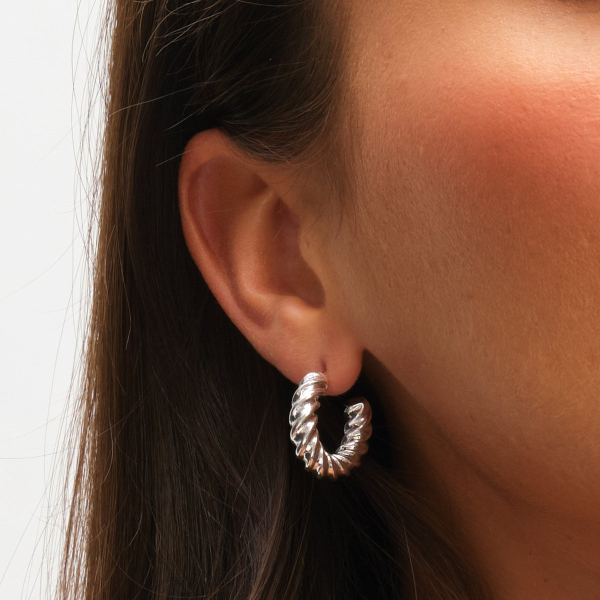 Mood Silver Polished Twist Hoop Earrings - Pack of 3