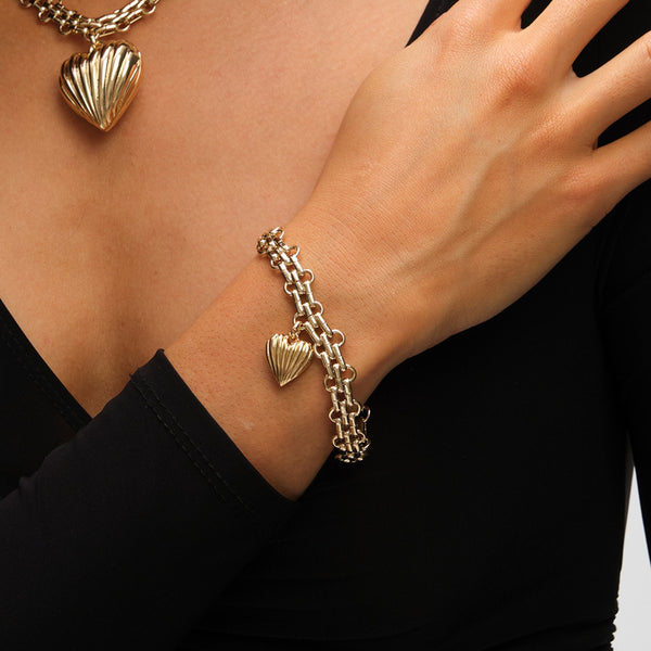 Mood Gold Ridged Heart Bracelet