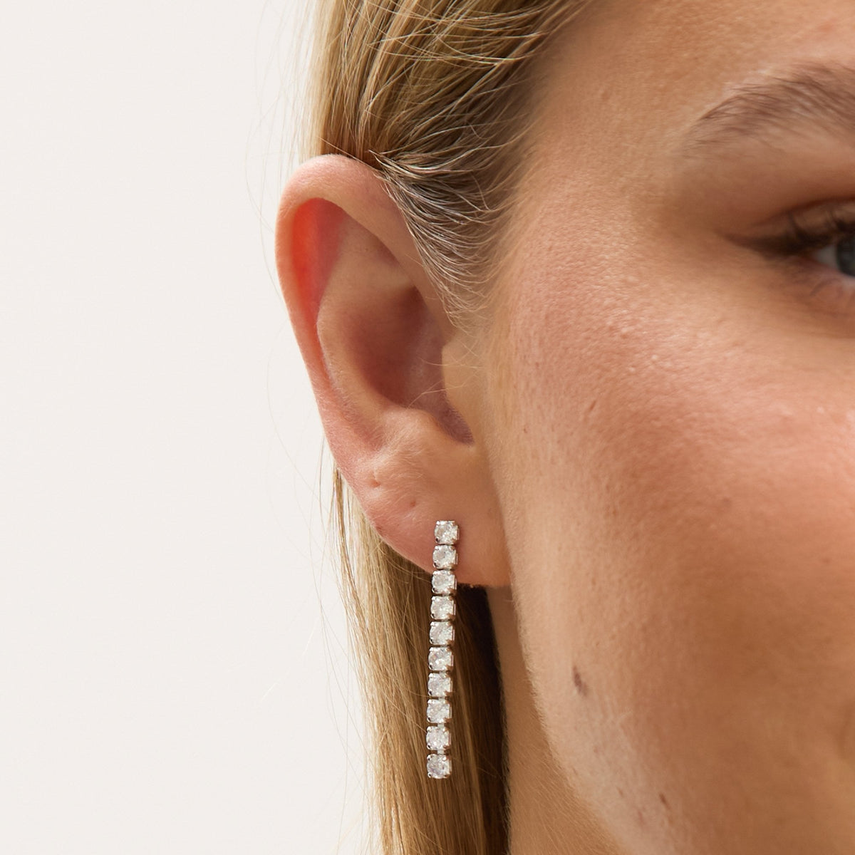 Jon Richard Rhodium Plated and Cubic Zirconia Round Tennis Earrings
