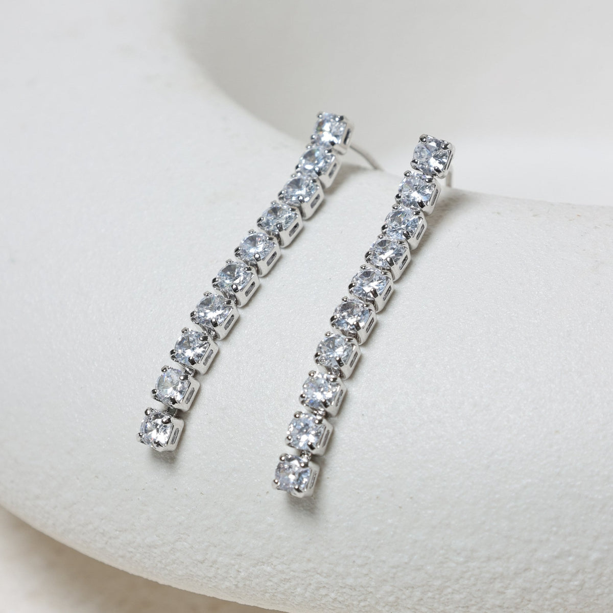 Jon Richard Rhodium Plated and Cubic Zirconia Round Tennis Earrings