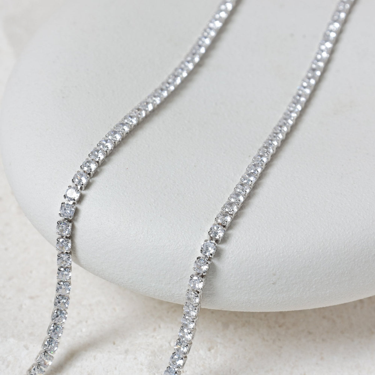 Jon Richard Rhodium Plated and Cubic Zirconia Round Tennis Bracelet
