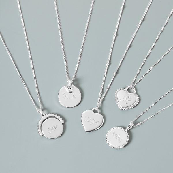 Simply Silver Sterling Silver 925 Personalised Beaded Heart Pendant