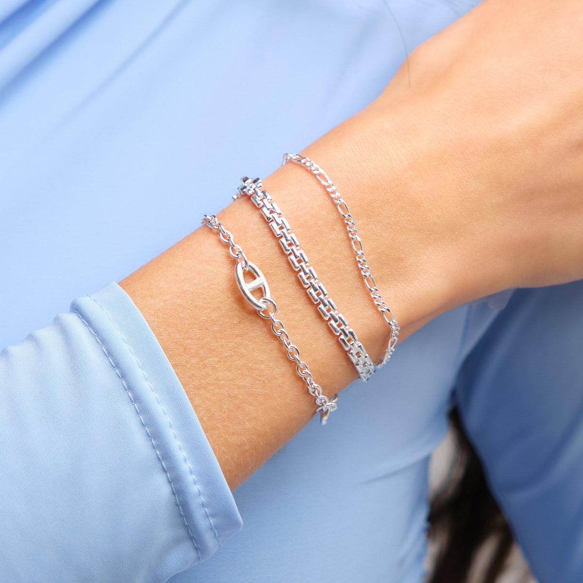 Simply Silver Sterling Silver 925 Polished Gate Chain Bracelet