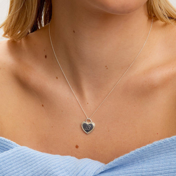 Simply Silver Sterling Silver 925 Personalised Beaded Heart Pendant