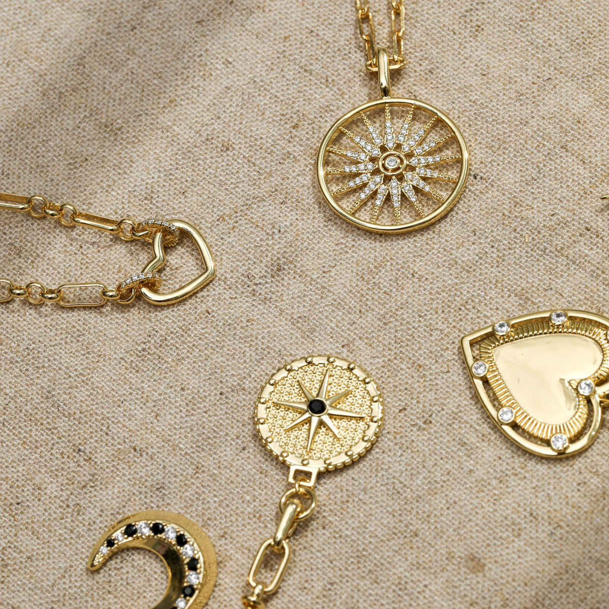 Inicio 14K Gold Plated and Pave Heart Chain Necklace - Gift Pouch