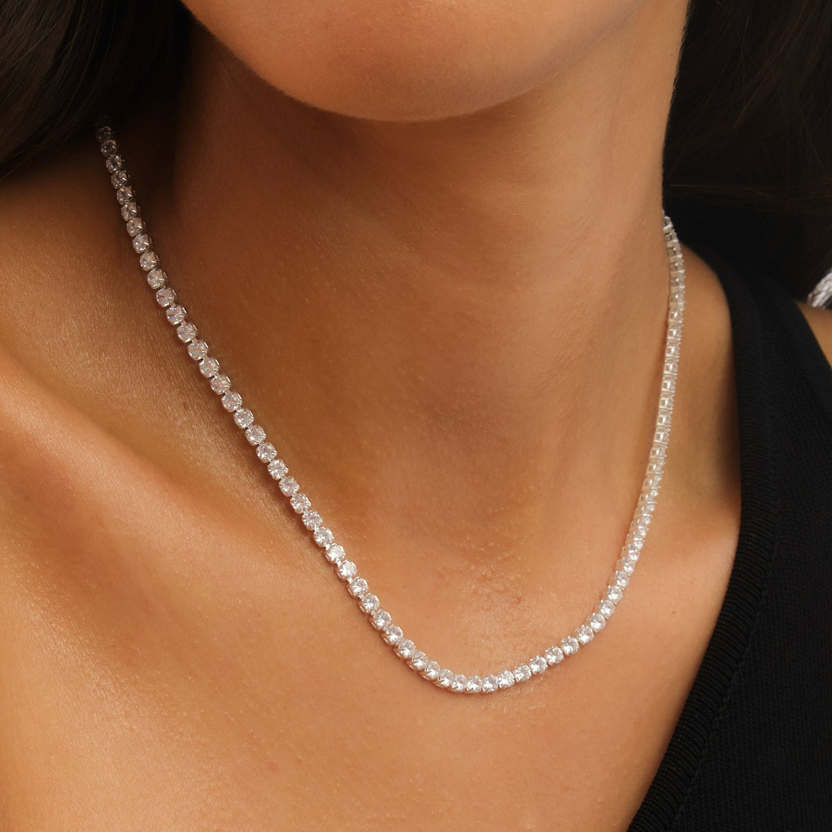 Jon Richard Waterproof Sterling Silver Plated Tennis Necklace