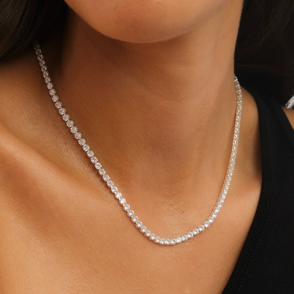 Jon Richard Waterproof Sterling Silver Plated Tennis Necklace