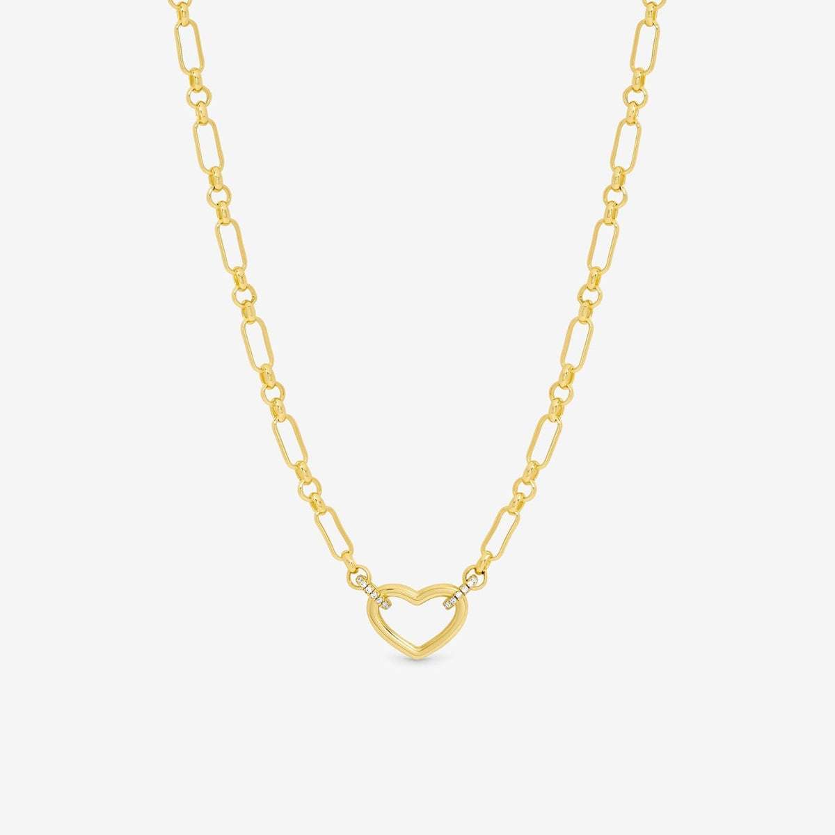 Inicio 14K Gold Plated and Pave Heart Chain Necklace - Gift Pouch