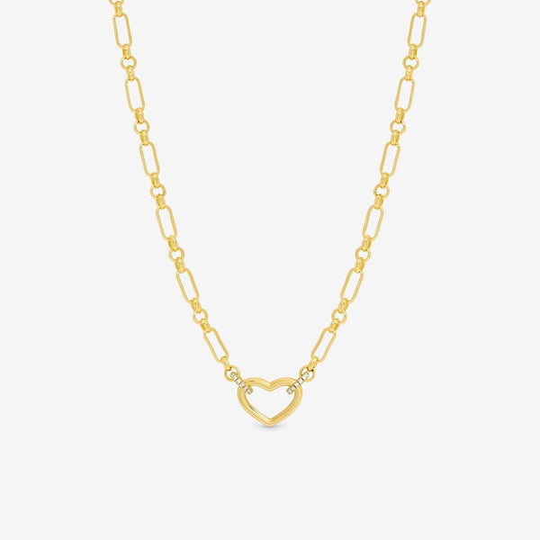 Inicio 14K Gold Plated and Pave Heart Chain Necklace - Gift Pouch