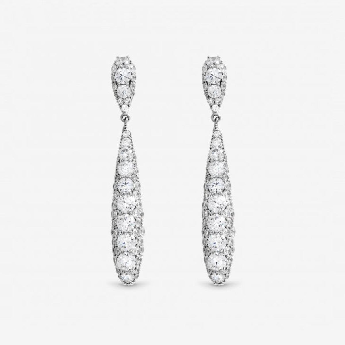 Jon Richard Rhodium Plated and Pave Long Drop Earrings