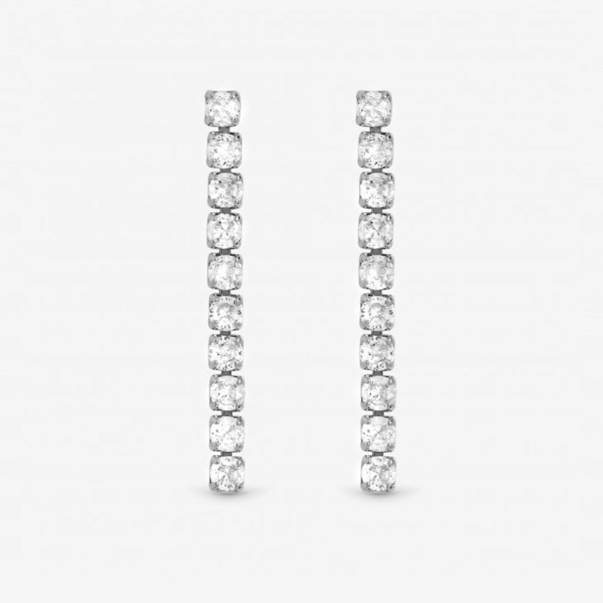 Jon Richard Rhodium Plated and Cubic Zirconia Round Tennis Earrings