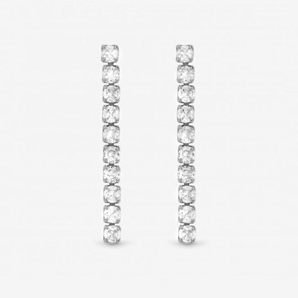 Jon Richard Rhodium Plated and Cubic Zirconia Round Tennis Earrings