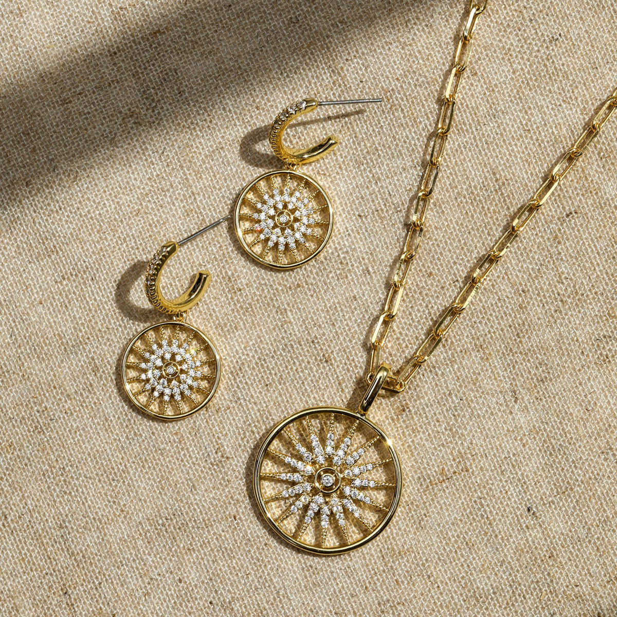 Inicio 14K Gold Plated Celestial Charm Hoop Earrings - Gift Pouch