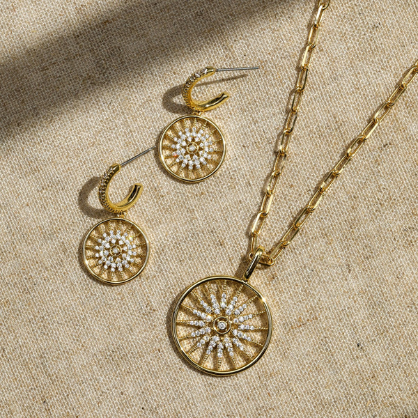 Inicio 14K Gold Plated Celestial Charm Hoop Earrings - Gift Pouch