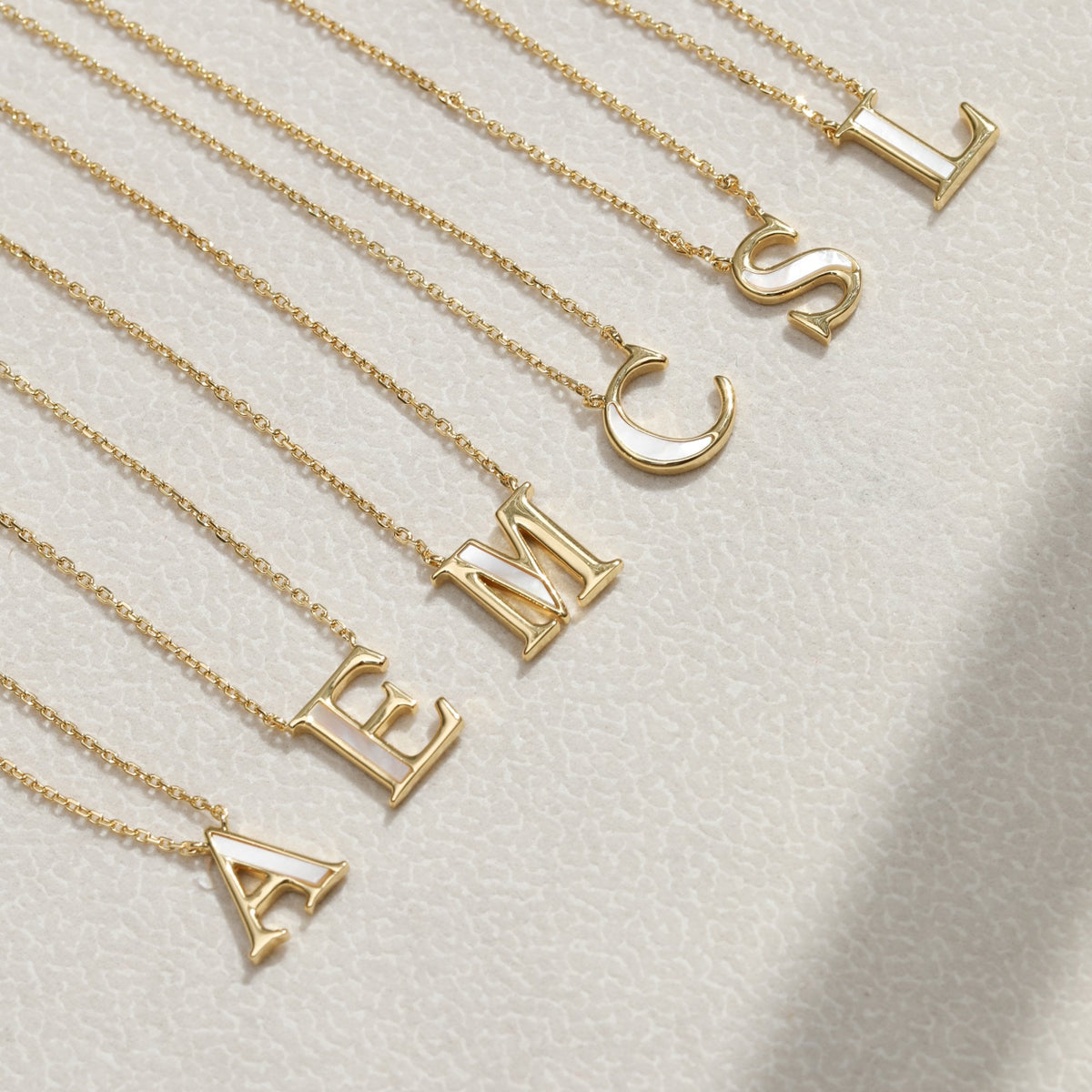 Inicio 14K Gold Plated and Mother of Pearl Initial Pendant - C - Gift Pouch