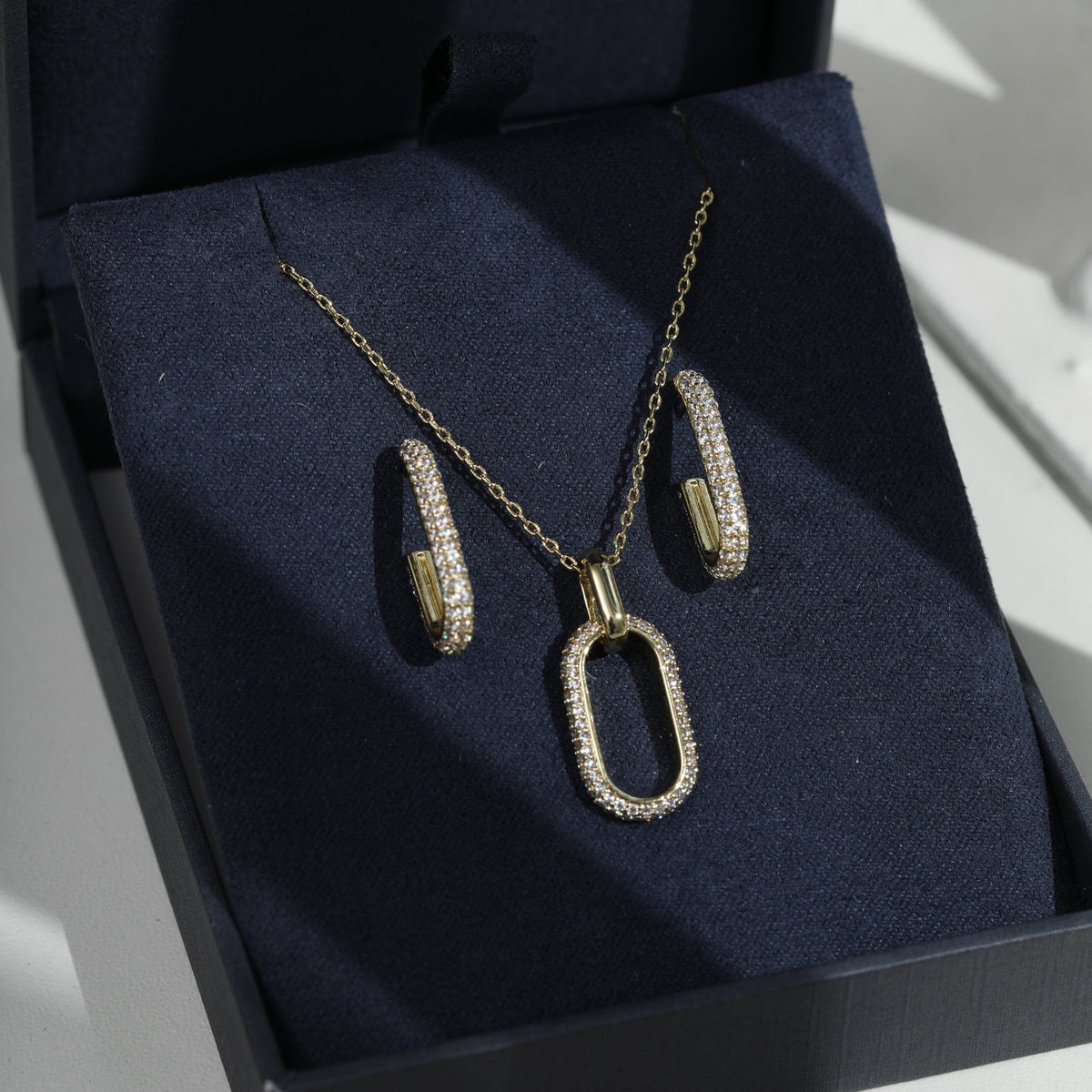 Inicio 14K Gold Plated and Pave Open Link Set - Gift Box