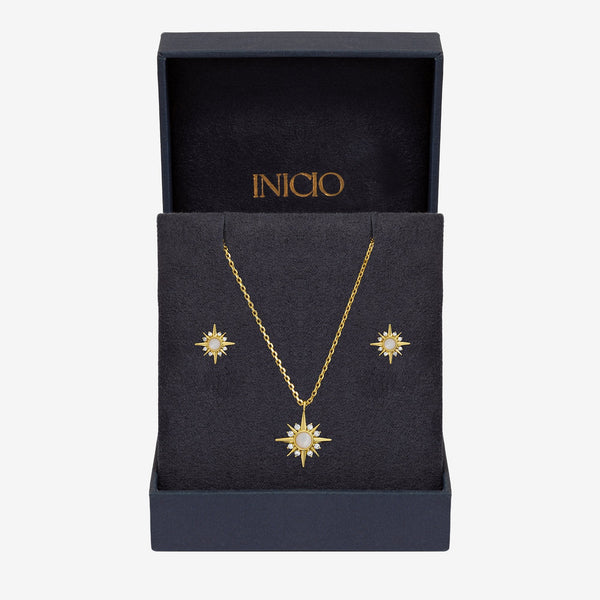Inicio 14K Gold Plated Cubic Zirconia Star Set - Gift Box
