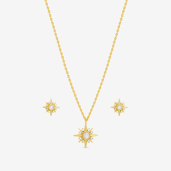 Inicio 14K Gold Plated Cubic Zirconia Star Set - Gift Box