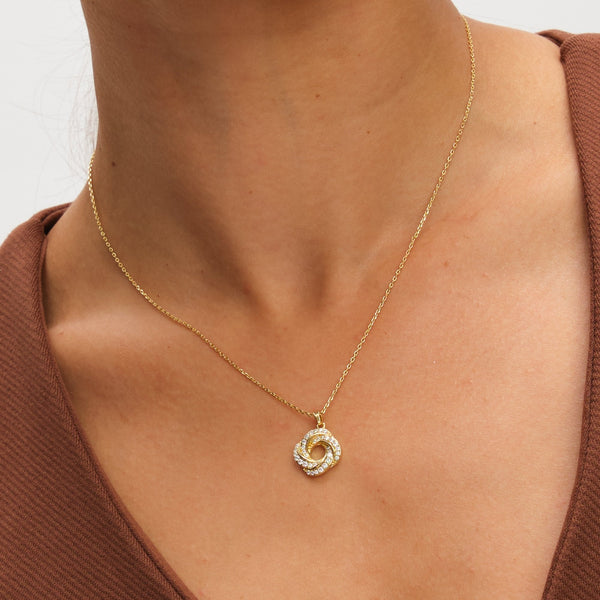Inicio 14K Gold Plated and Cubic Zirconia Open Knot Set - Gift Box