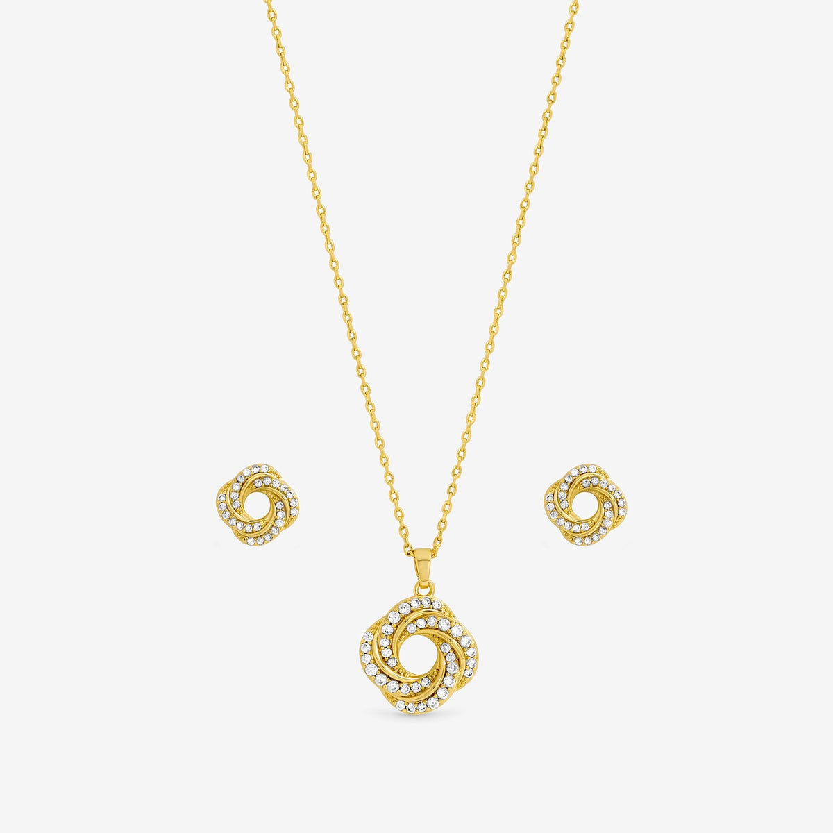 Inicio 14K Gold Plated and Cubic Zirconia Open Knot Set - Gift Box
