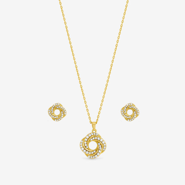 Inicio 14K Gold Plated and Cubic Zirconia Open Knot Set - Gift Box
