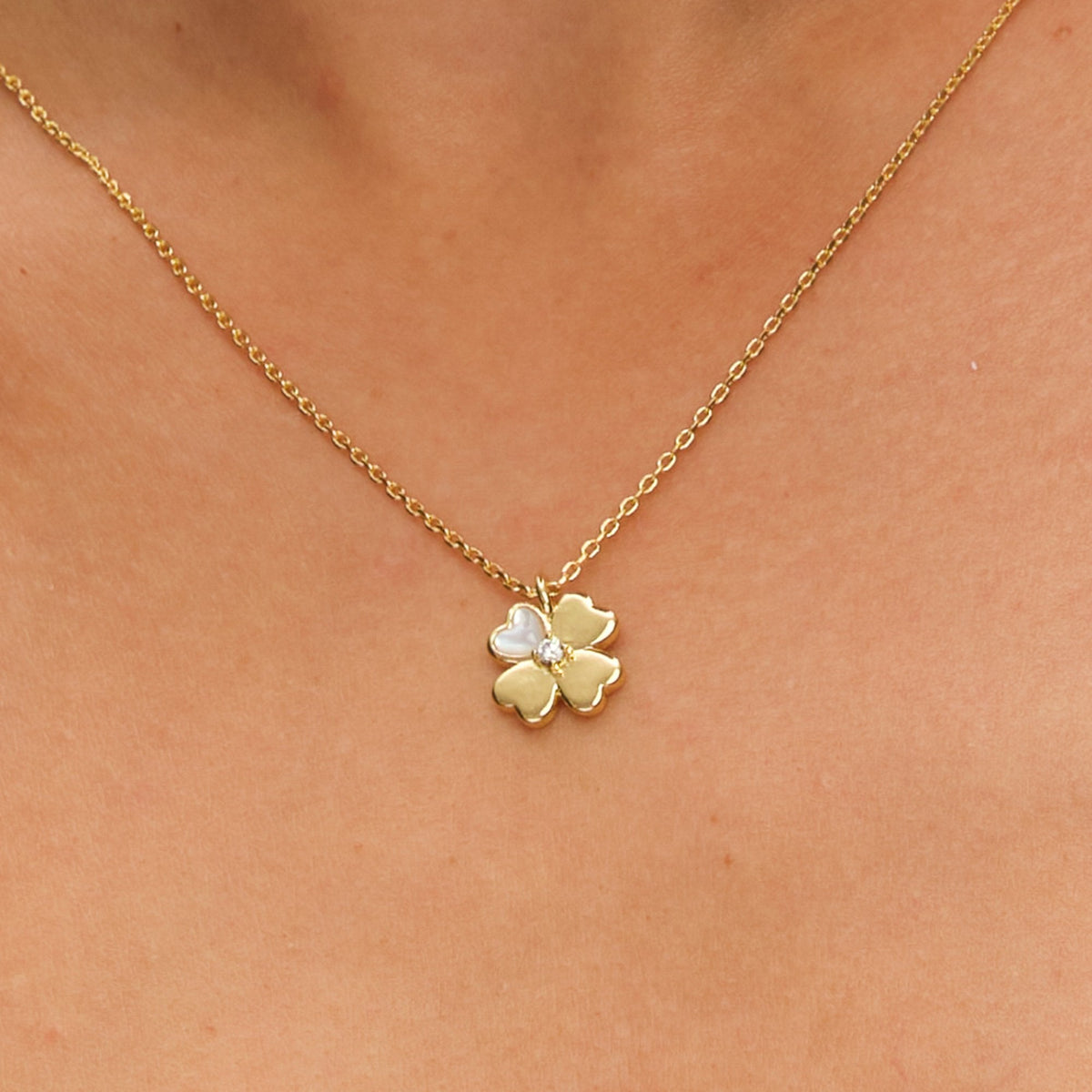 Inicio 14K Gold Plated and Cubic Zirconia Clover Set - Gift Box