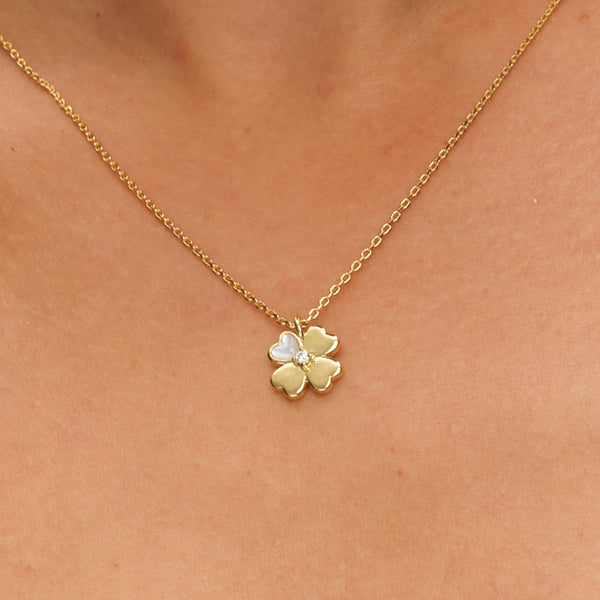Inicio 14K Gold Plated and Cubic Zirconia Clover Set - Gift Box