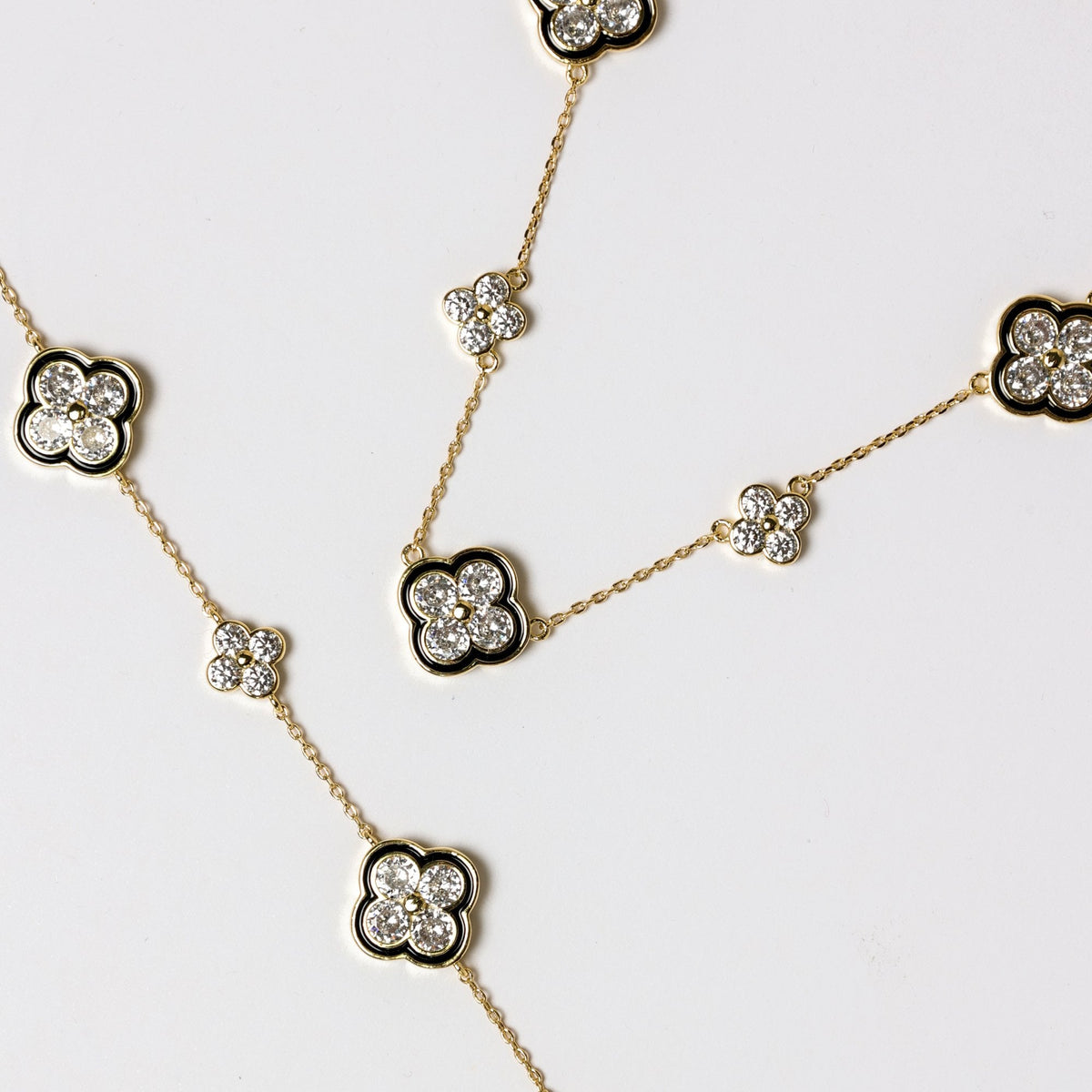 Jon Richard 14K Gold Plated Jet Pave Clover Bracelet - Gift Box