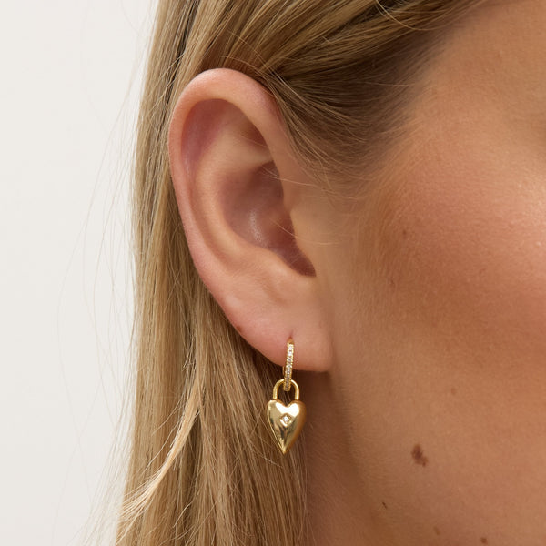 Jon Richard 18ct Gold Plated and Cubic Zirconia Heart Hoop Earrings