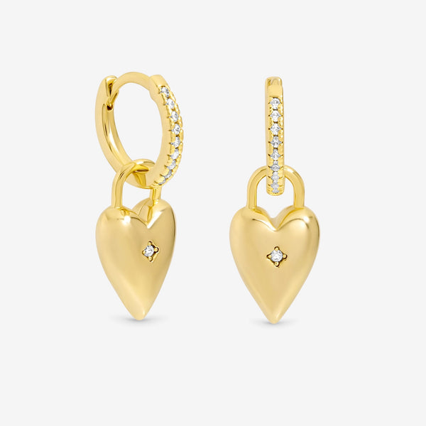 Jon Richard 18ct Gold Plated and Cubic Zirconia Heart Hoop Earrings