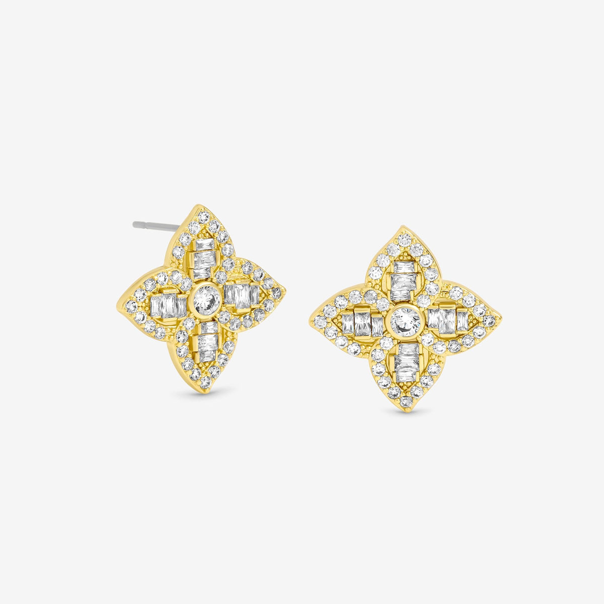 Jon Richard 18ct Gold Plated and Crystal Clover Earrings
