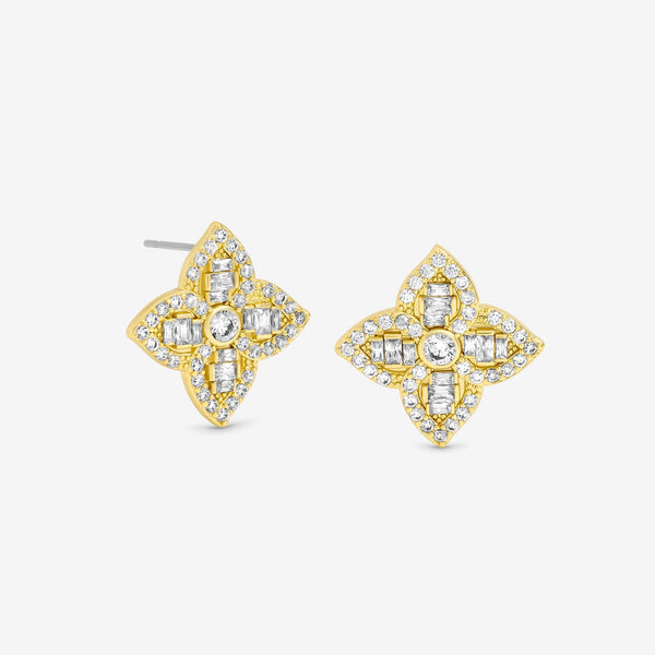 Jon Richard 18ct Gold Plated and Crystal Clover Earrings