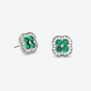 Jon Richard Rhodium Plated Crystal and Emerald Clover Studs