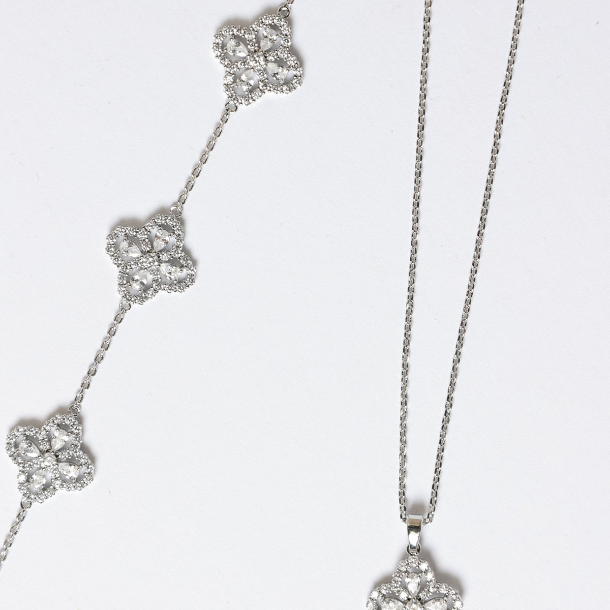 Jon Richard Rhodium Plated and Cubic Zirconia Clover Pendant - Gift Box