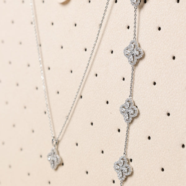Jon Richard Rhodium Plated and Cubic Zirconia Clover Pendant - Gift Box