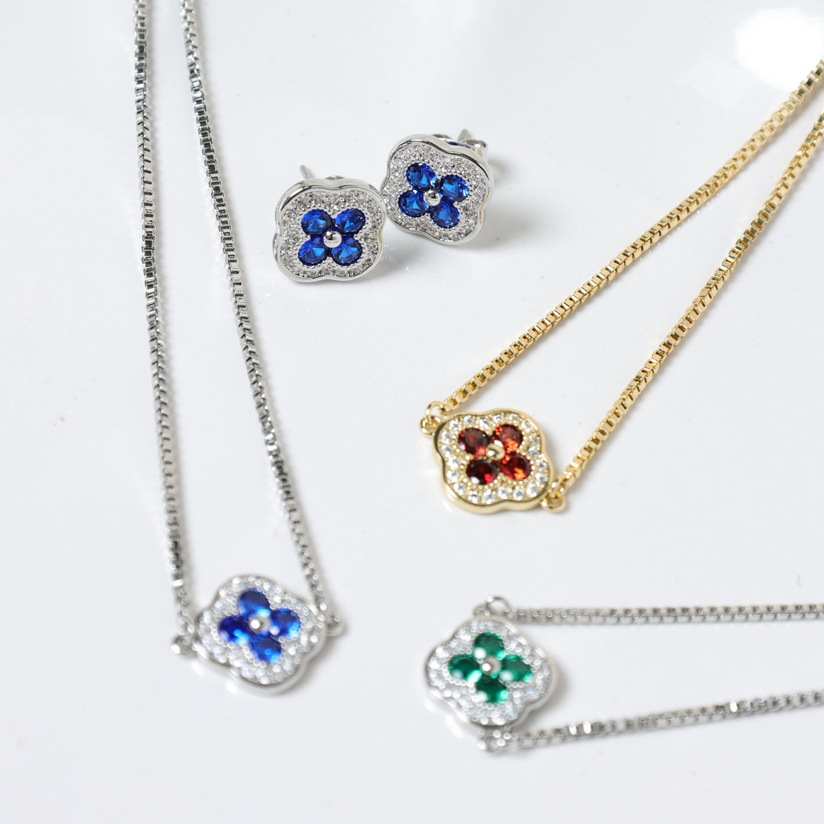 Jon Richard Rhodium Plated and Sapphire Clover Toggle Bracelet