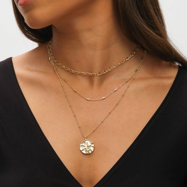 Mood Gold Molten Coin Multirow Pendant
