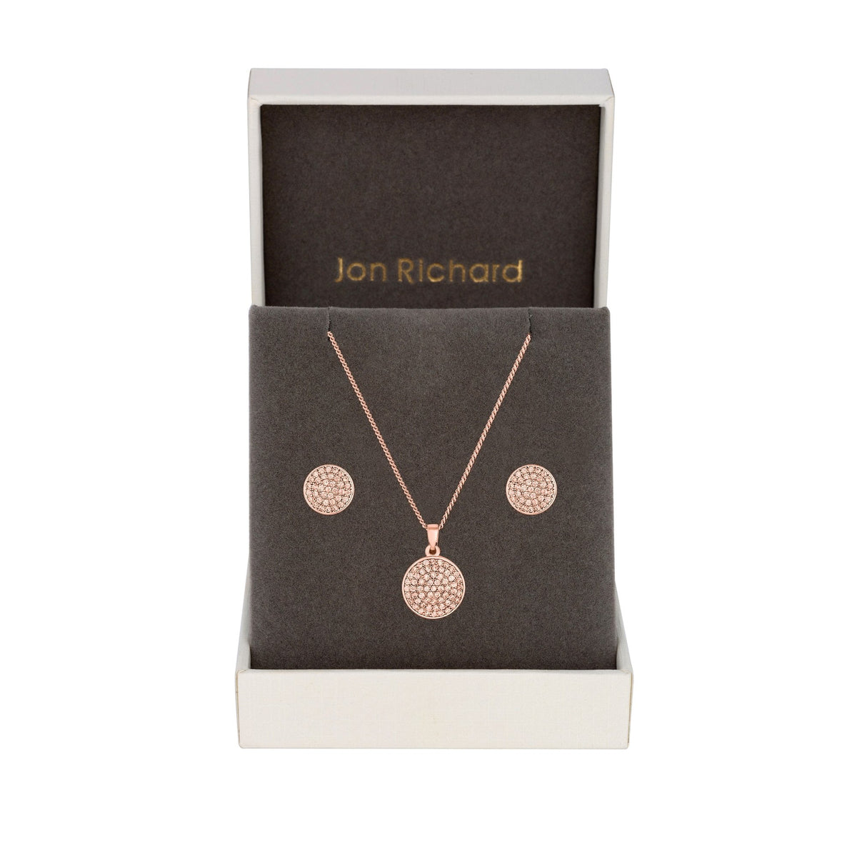 Jon Richard Rose Gold Plated Pave Disk Set - Gift Boxed