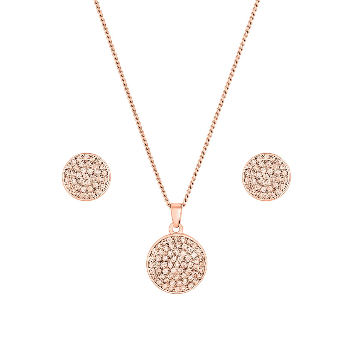 Jon Richard Rose Gold Plated Pave Disk Set - Gift Boxed