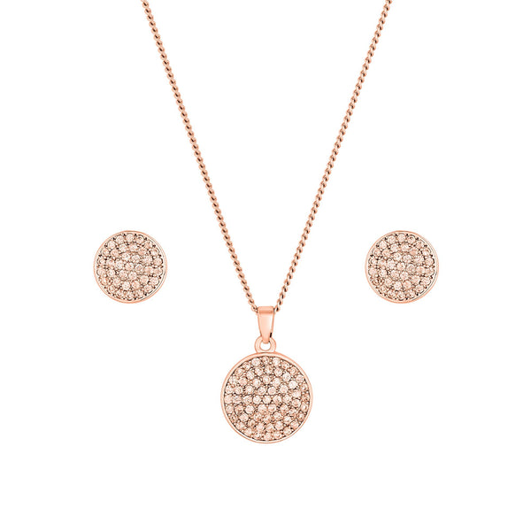 Jon Richard Rose Gold Plated Pave Disk Set - Gift Boxed