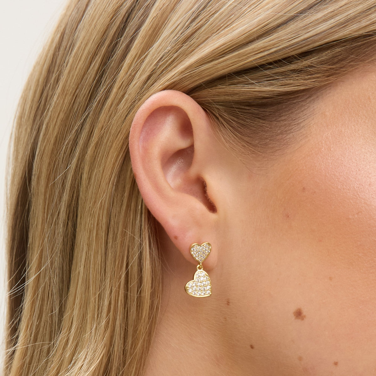 Jon Richard 18ct Gold Plated Micro Pave Heart Earrings