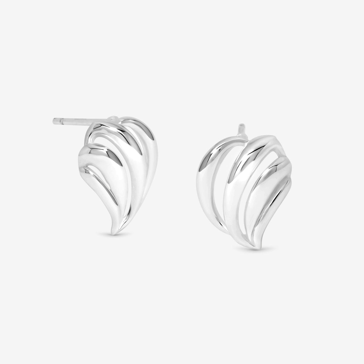 Simply Silver Sterling Silver 925 Polished Open Ridged Wave Stud Earrings