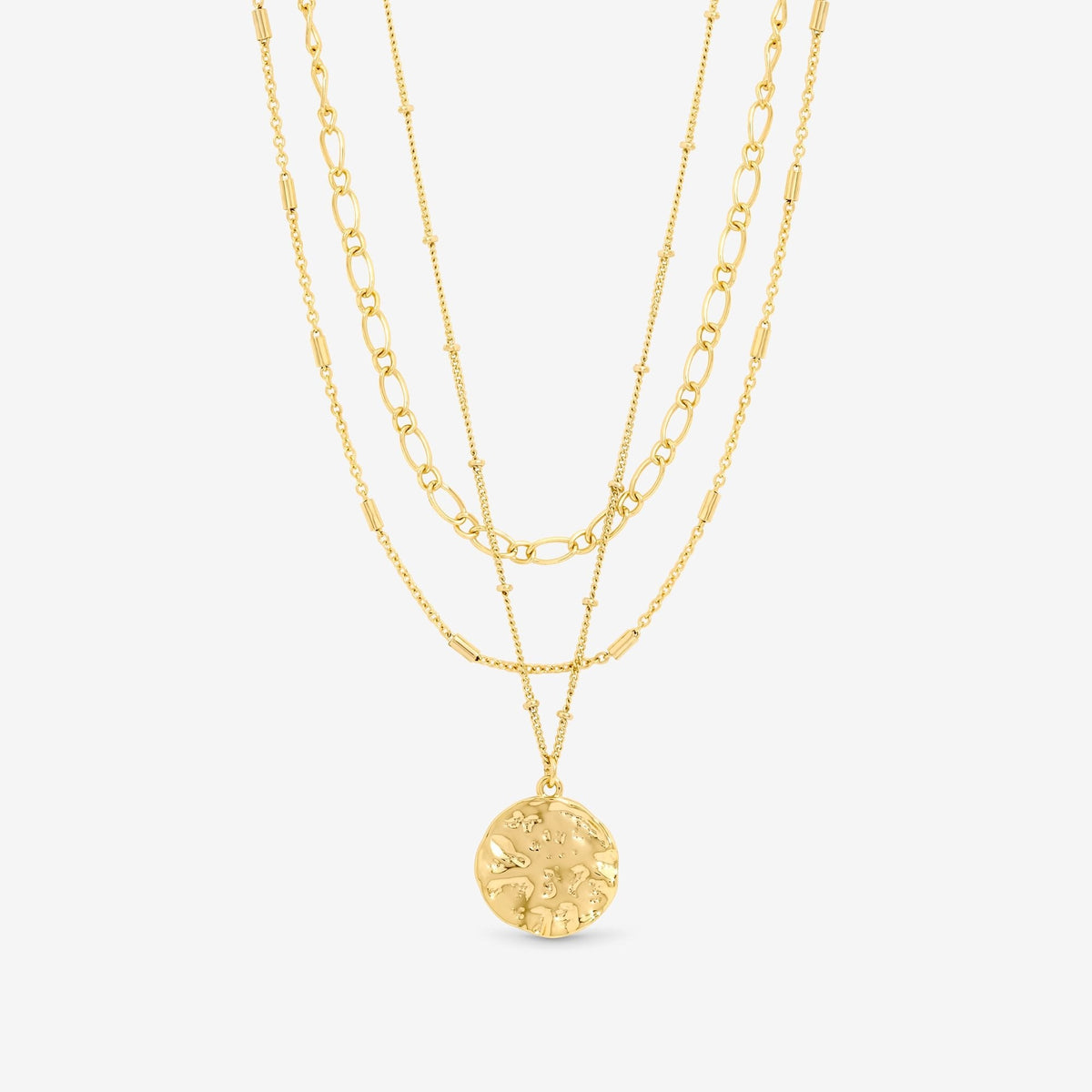 Mood Gold Molten Coin Multirow Pendant