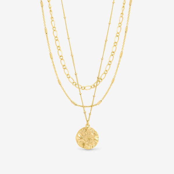 Mood Gold Molten Coin Multirow Pendant