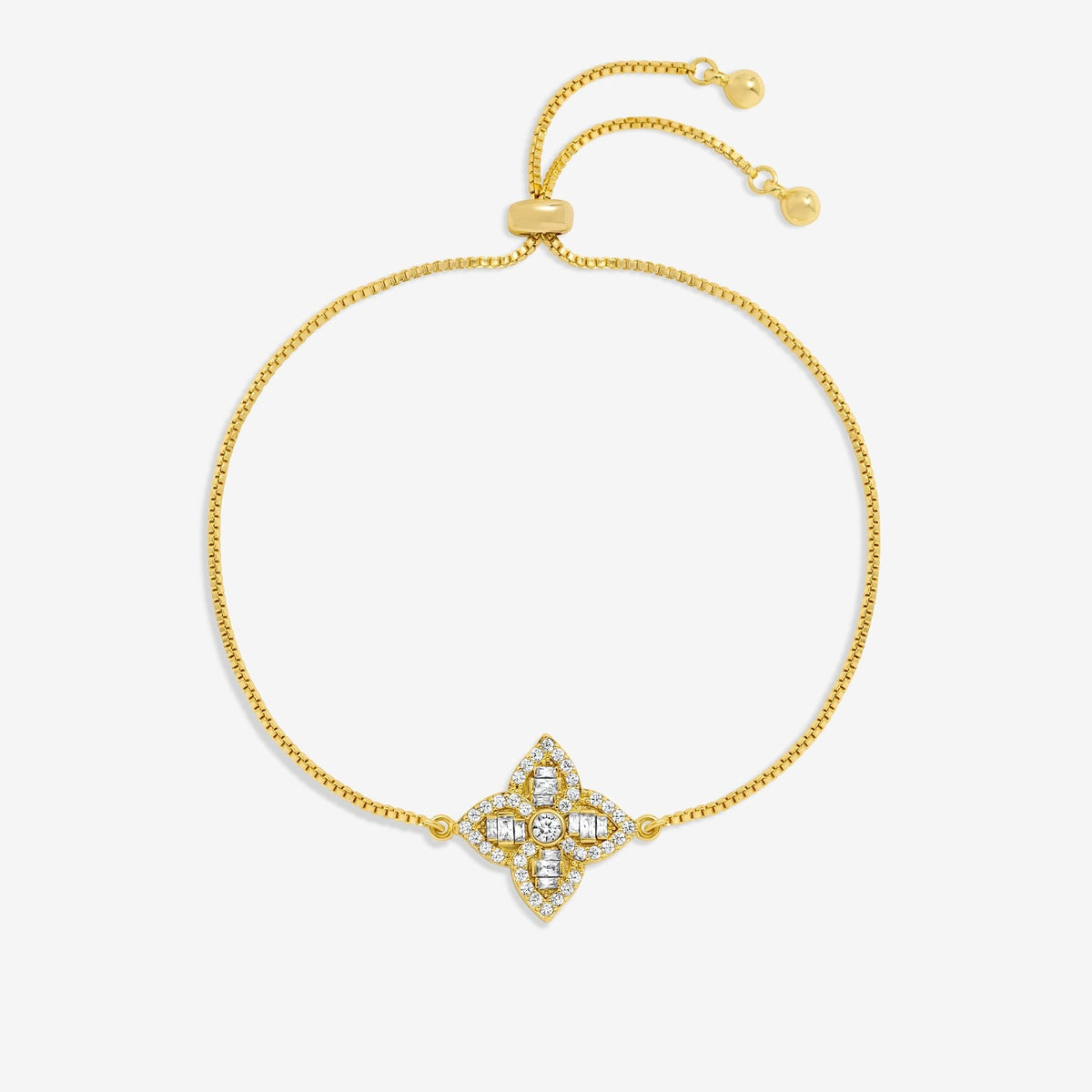 Jon Richard 18ct Gold Plated and Crystal Clover Bracelet
