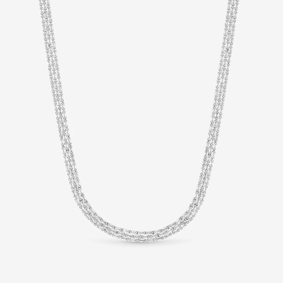 Jon Richard Rhodium Plated Cubic Zirconia Baguette Necklace