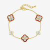 Jon Richard 14K Gold Plated Pave and Red Clover Bracelet