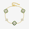 Jon Richard 14K Gold Plated Pave and Emerald Clover Bracelet