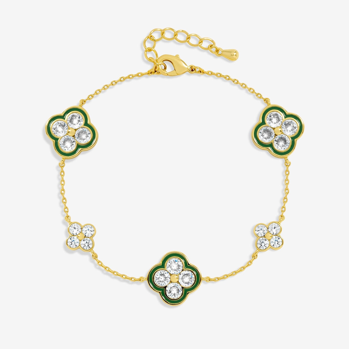 Jon Richard 14K Gold Plated Pave and Emerald Clover Bracelet