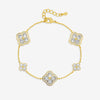 Jon Richard 14K Gold Plated Pave and White Clover Bracelet